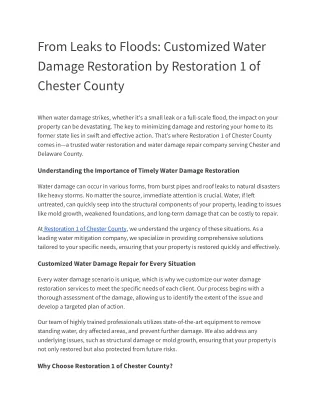 From Leaks to Floods_ Customized Water Damage Restoration by Restoration 1 of Chester County