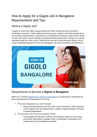 How to Apply for a Gigolo Job in Bangalore_ Requirements and Tips