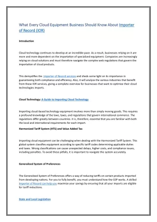 What Every Cloud Equipment Business Should Know About Importer of Record (IOR)