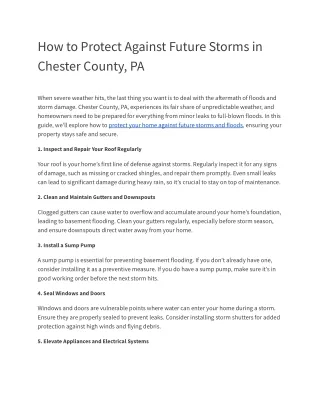 How to Protect Against Future Storms in Chester County, PA