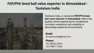 FEPPFA lined ball valve exporter in Ahmedabad - Tantalum India