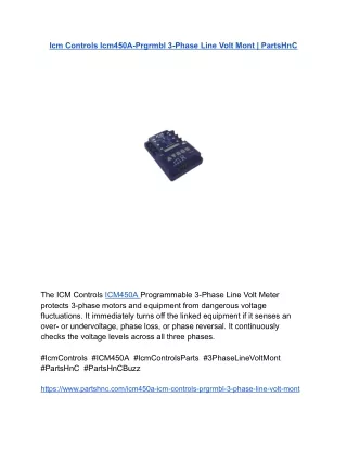 Icm Controls Icm450A-Prgrmbl 3-Phase Line Volt Mont _ PartsHnC