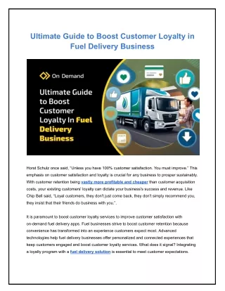 Ultimate Guide to Boost Customer Loyalty in Fuel Delivery Business
