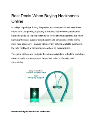 Best Deals When Buying Neckbands Online
