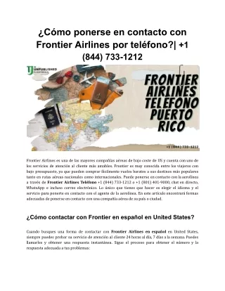 ¿Cómo ponerse en contacto con Frontier Airlines por teléfono|  1 (844) 733-1212
