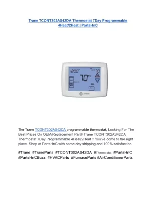 Trane TCONT302AS42DA Thermostat 7Day Programmable 4Heat_2Heat _ PartsHnC