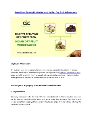 Benefits of Buying Dry Fruits from Indian Dry Fruit Wholesalers