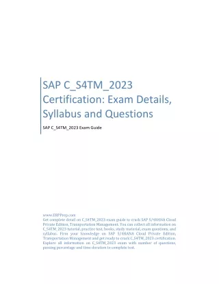 SAP C_S4TM_2023 Certification: Exam Details, Syllabus and Questions