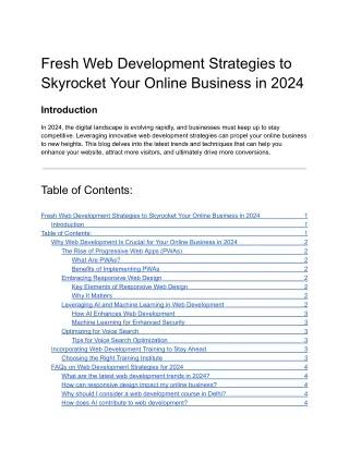 Fresh Web Development Strategies to Skyrocket Your Online Business in 2024