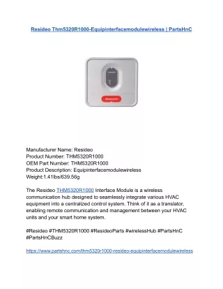 Resideo Thm5320R1000-Equipinterfacemodulewireless _ PartsHnC