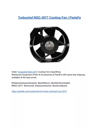 Turbochef NGC-3077 Cooling Fan _ PartsFe
