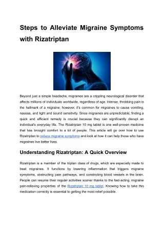 pdf Steps to Alleviate Migraine Symptoms with Rizatriptan