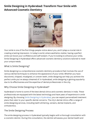 Smile Designing in Hyderabad
