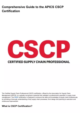 Comprehensive Guide to the APICS CSCP Certification