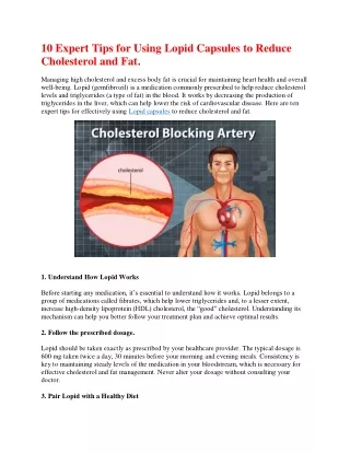 10 Expert Tips for Using Lopid Capsules to Reduce Cholesterol and Fat.