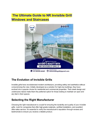 The Ultimate Guide to NR Invisible Grill Windows and Staircases