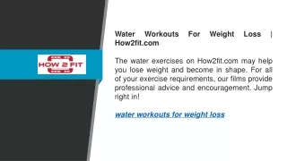 Water Workouts For Weight Loss  How2fit.com