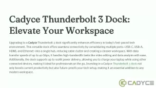 Future-Proof Your Tech Setup with Cadyce's Thunderbolt 3 Dock