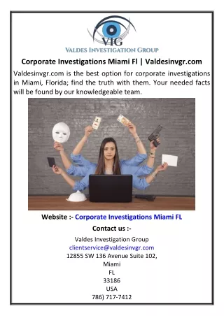 Corporate Investigations Miami Fl | Valdesinvgr.com