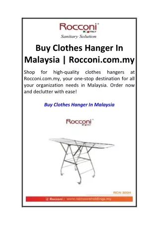 Buy Clothes Hanger In Malaysia  Rocconi.com.my