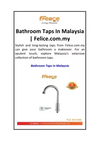 Bathroom Taps In Malaysia  Felice.com.my