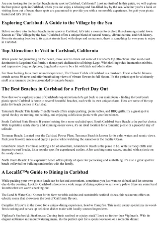 Beach Picnic Spots in Carlsbad for a Perfect Day Out