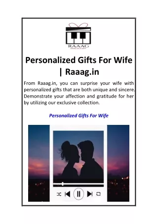 Personalized Gifts For Wife  Raaag.in