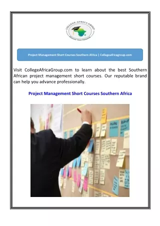 Project Management Short Courses Southern Africa  Collegeafricagroup.com