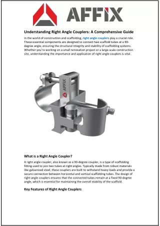 Understanding Right Angle Couplers: A Comprehensive Guide