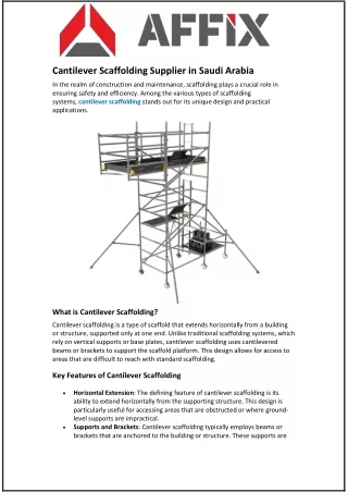 Cantilever Scaffolding Supplier in Saudi Arabia
