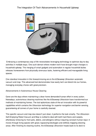 TheIntegrationOfTechAdvancementsInHouseholdUpkeep
