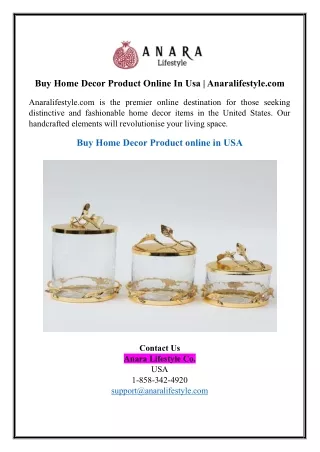 Buy Home Decor Product Online In Usa | Anaralifestyle.com