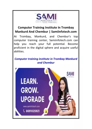 Computer Training Institute In Trombay Mankurd And Chembur  Samiinfotech.com