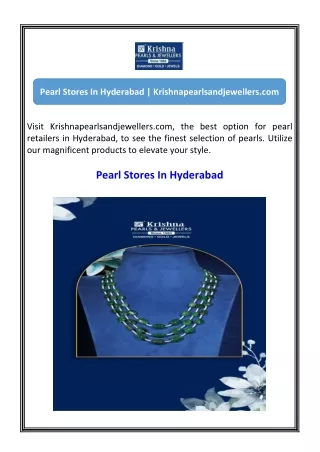 Pearl Stores In Hyderabad  Krishnapearlsandjewellers.com