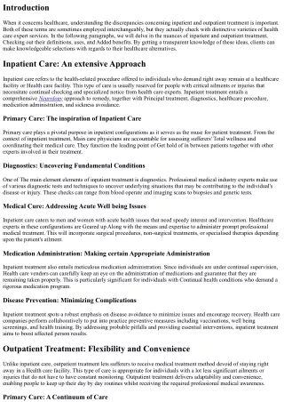 Inpatient vs. Outpatient Treatment: Knowledge the Variances