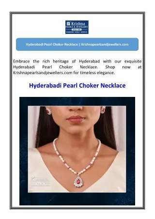 Hyderabadi Pearl Choker Necklace  Krishnapearlsandjewellers.com