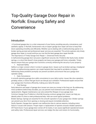 Garage door repair Norfolk