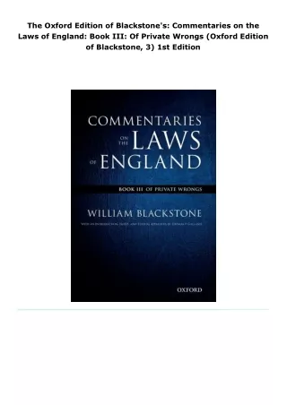 read the oxford edition of blackstone's: commentaries on the laws of e