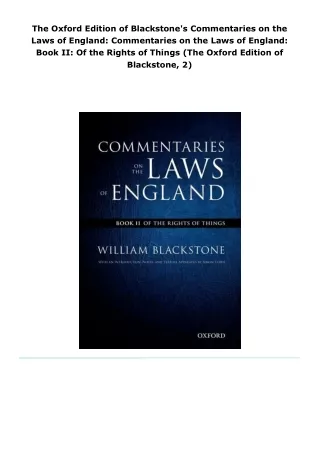 read the oxford edition of blackstone's commentaries on the laws of en