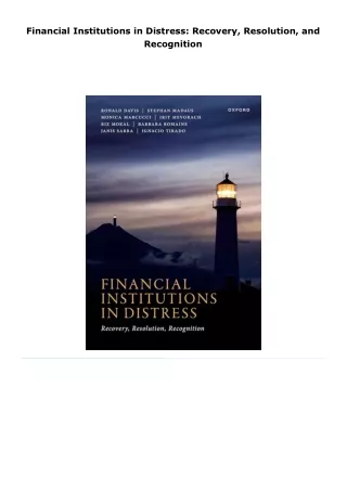 read financial institutions in distress: recovery, resolution, and rec