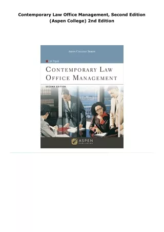 read contemporary law office management, second edition (aspen college
