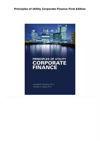 read principles of utility corporate finance     first edition