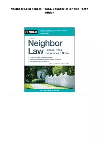 read neighbor law: fences, trees, boundaries & noise     tenth edition