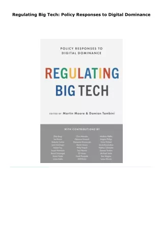 read regulating big tech: policy responses to digital dominance