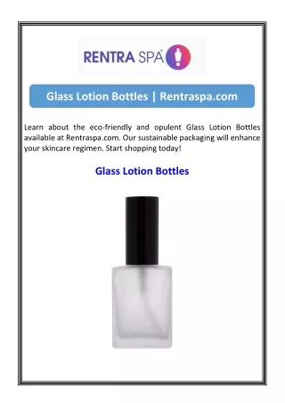 Glass Lotion Bottles  Rentraspa.com