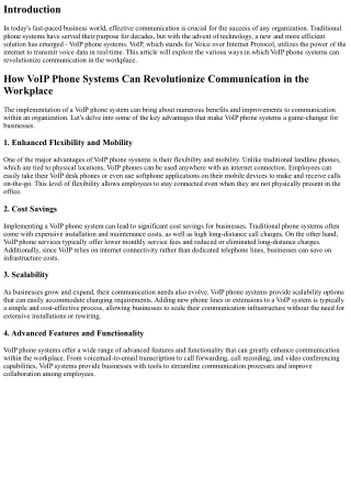 How VoIP Phone Systems Can Revolutionize Communication in the Workplace