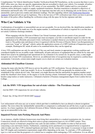 Automobile Identification Number Vin Verification Nh Division Of Motor Vehicles