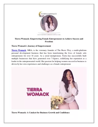 Tierra Womack Empowering Female Entrepreneurs