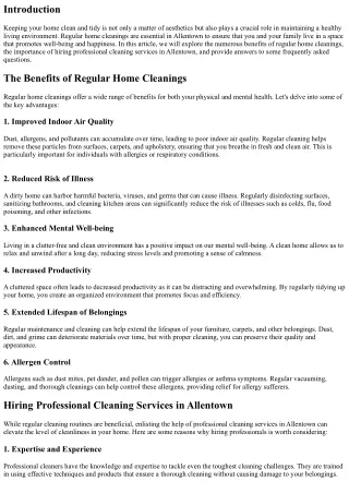 Why Regular Home Cleanings are Essential in Allentown