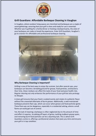 Grill Guardians: Affordable Barbeque Cleaning in Vaughan